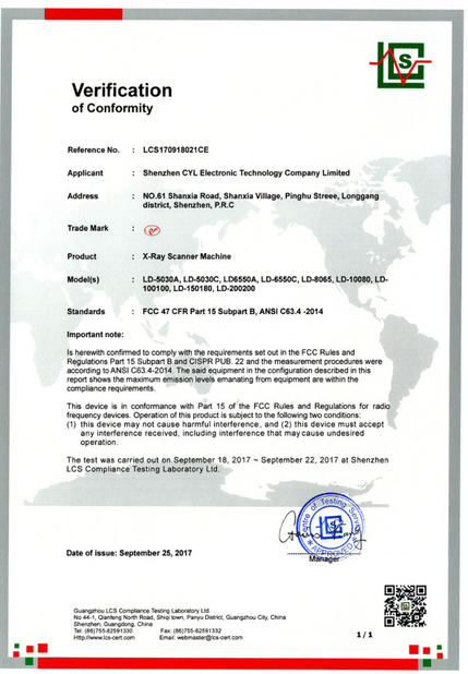 КИТАЙ Shenzhen Chuangyilong Electronic Technology Co., Ltd. Сертификаты